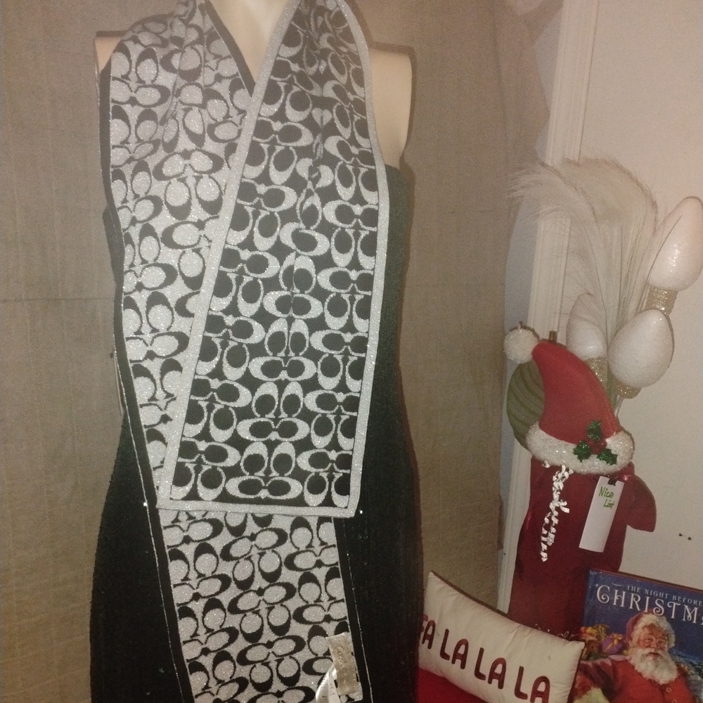 Coach Monogram Black and White Scarf